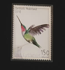 ST EUSTATIUS 2020 VOGEL KOLIBRIE ZEGEL MET NFC TECHNOLOGIE ++ M