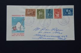 NEDERLAND 1954 FDC E19 OPEN KLEP