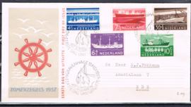 NEDERLAND 1957 FDC E29 OPEN KLEP