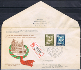 NEDERLAND 1950 FDC E3 OPEN KLEP AANGETEKEND