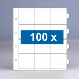 100 x 12-vaks populair muntbladen zonder schutbladen  Geschikt voor 1200 munten
