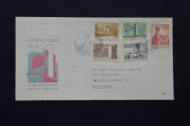 NEDERLAND 1955 FDC E21 OPEN KLEP