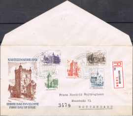 NEDERLAND 1951 FDC E5 OPEN KLEP AANGETEKEND