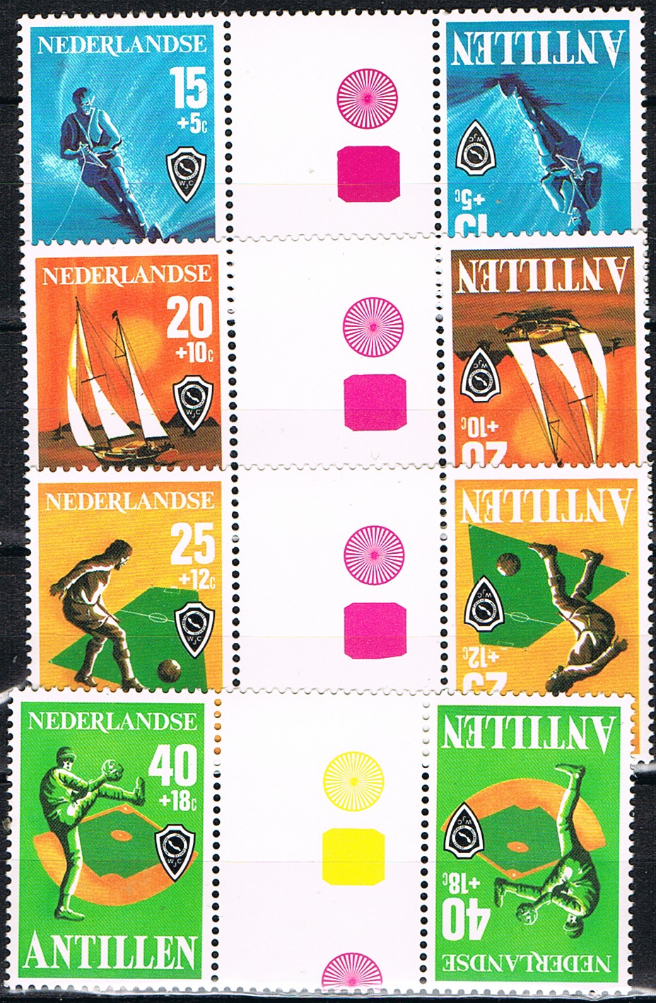 ANTILLEN 1978 NVPH SERIE 576a keerdrukken met tussenstrook