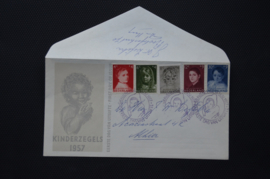 NEDERLAND 1957 FDC E33 OPEN KLEP