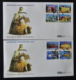 ARUBA 2015 FDC E 211 AB MONUMENTEN