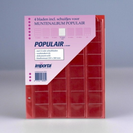 4 x 32-vaks populair muntbladen (voor complete € series) met rode schutbladen