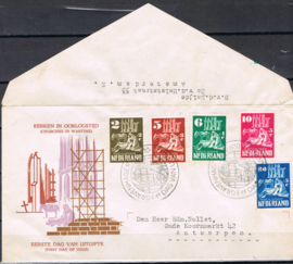 NEDERLAND 1950 FDC E2 OPEN KLEP
