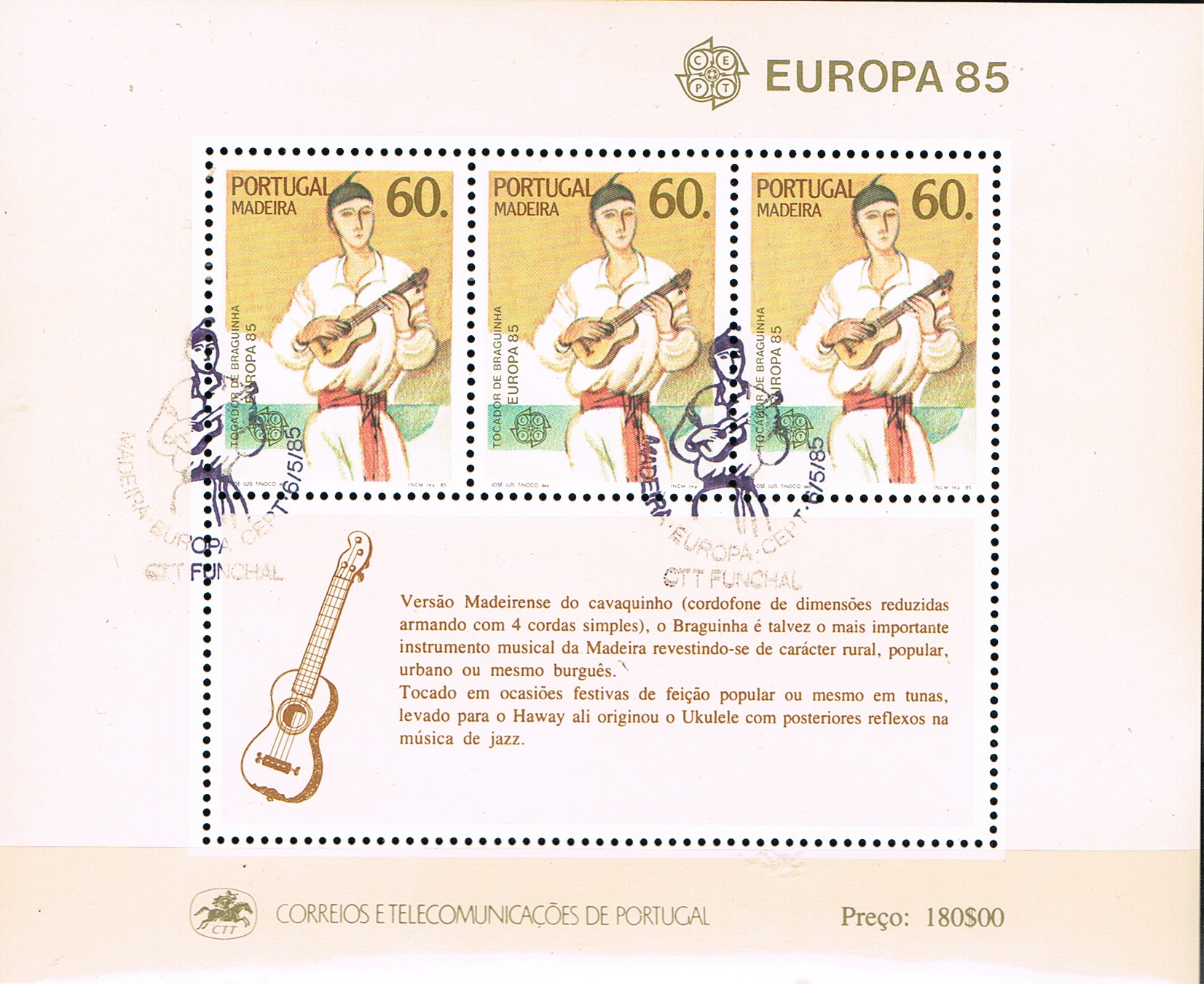 Portugal Madeira 1985 Mchl Blok 6 EUROPA  Postfris gestempeld ++ D(B) 214