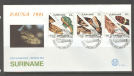 REP. SURINAME ZBL FDC E150 AB SLANGEN