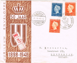 NED. INDIË 1948 JUBILEUM ENVELOPPE GETYPT ADRES ++ D (D) 010