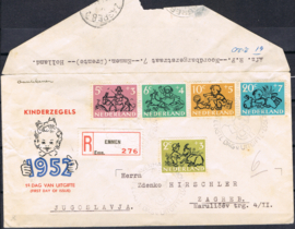 NEDERLAND 1952 FDC E11 OPEN KLEP