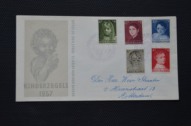 NEDERLAND 1957 FDC E33 GESLOTEN KLEP