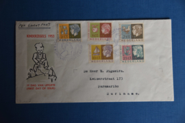 NEDERLAND 1953 FDC E15 GESLOTEN KLEP