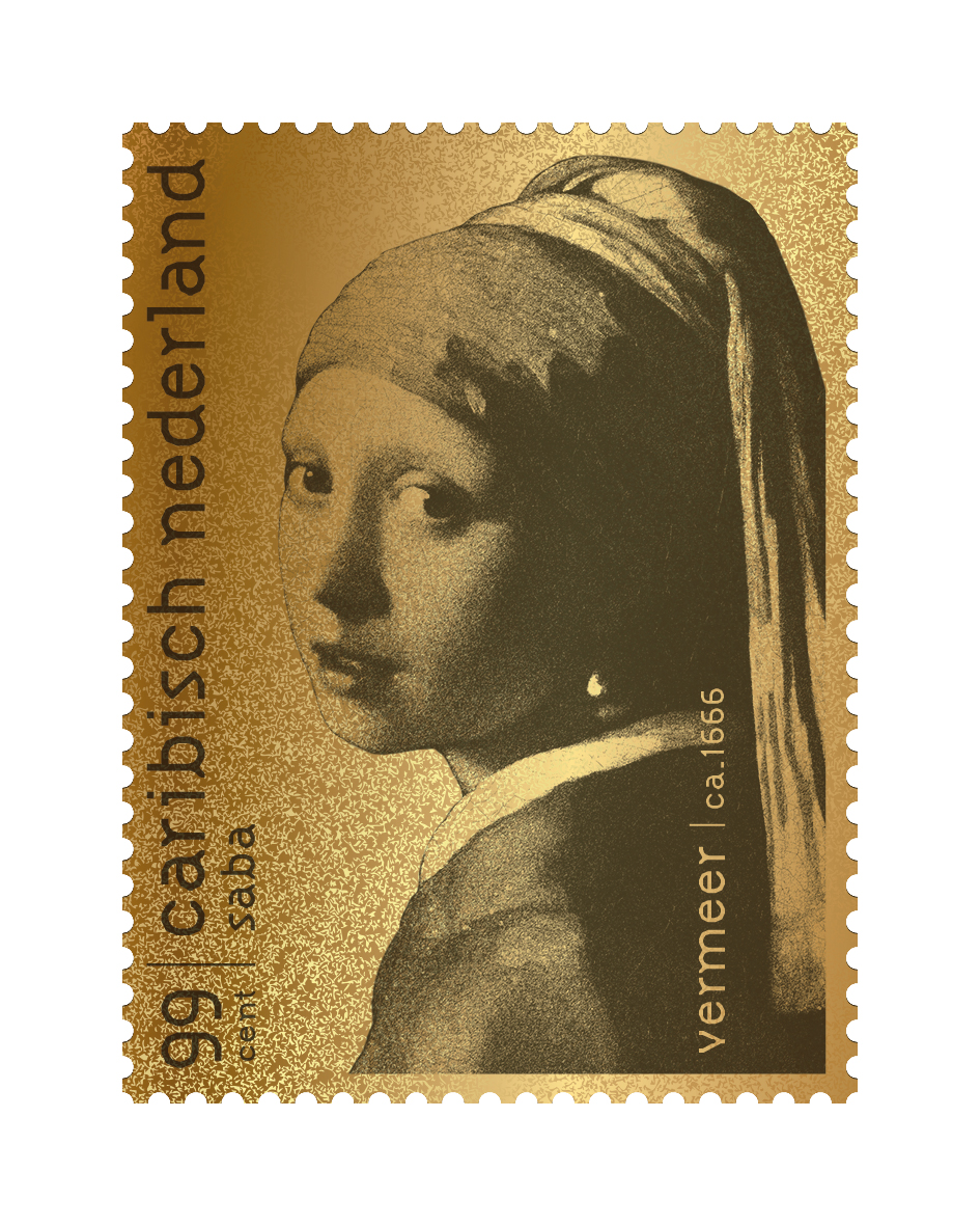 SABA 2021 VERMEER GOUDEN ZEGEL MEISJE MET PAREL MET CERTIFICAAT!!