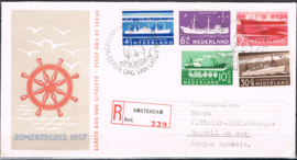 NEDERLAND 1957 FDC E29 OPEN GESNEDEN