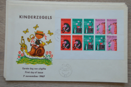 1967 NEDERLAND NVPH FDC KINDERZEGELS BLOK 875 'S-GRAVENHAGE