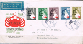 NEDERLAND 1955 FDC E23 OPEN KLEP