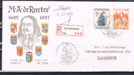 NEDERLAND 1957 FDC E30 OPEN KLEP