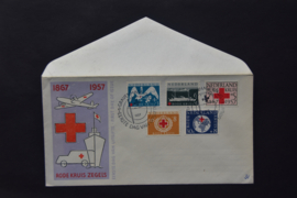 NEDERLAND 1957 FDC E31 OPEN KLEP