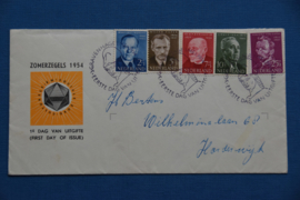 NEDERLAND 1954 FDC E16 OPEN KLEP