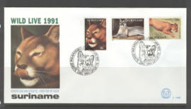REP. SURINAME ZBL FDC E148 AB ROOFDIEREN KATTEN