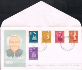 NEDERLAND 1958 FDC E34 ZOMER OPEN KLEP