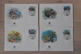 271 + FDC WWF WNF WERELD NATUUR FONDS ++ ANTIGUA BARBUDA VISSEN FISHES