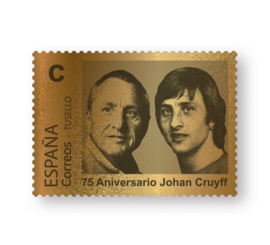 SPANJE 2022 JOHAN CRUIJFF  75 JAAR GOUDEN ZEGEL  ++ M