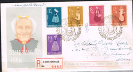 NEDERLAND 1958 FDC E34 GESLOTEN KLEP