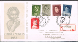 NEDERLAND 1957 FDC E33 OPEN KLEP