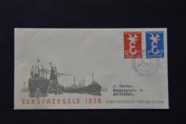 NEDERLAND 1958 FDC E35 GESLOTEN KLEP