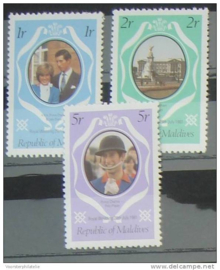 MALEDIVEN 1981  MCHL 928-930 DIANA CHARLES  ++ F 319
