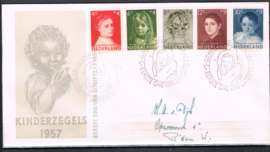 NEDERLAND 1957 FDC E33 GESLOTEN KLEP