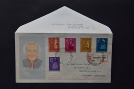 NEDERLAND 1958 FDC E34 OPEN KLEP AANGETEKEND