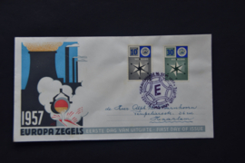 NEDERLAND 1957 FDC E32 GESLOTEN KLEP