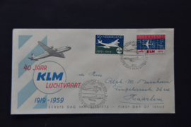 NEDERLAND 1959 FDC E40 GESLOTEN KLEP