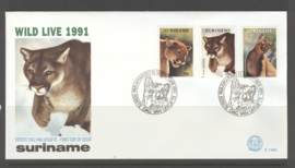 REP. SURINAME ZBL FDC E148 AB ROOFDIEREN KATTEN