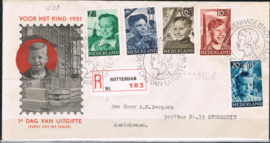 NEDERLAND 1951 FDC E6 OPEN KLEP AANGETEKEND