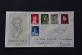 NEDERLAND 1957 FDC E33 GESLOTEN KLEP