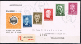 NEDERLAND 1954 FDC E16 OPEN KLEP