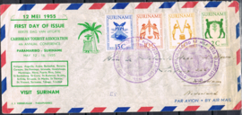 SURINAME 1955  FDC E5VB boven open (speciaal catalogus)