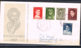 NEDERLAND 1957 FDC E33 OPEN KLEP