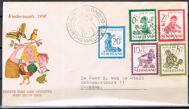 NEDERLAND 1950 FDC E4 KIND LEES!!!