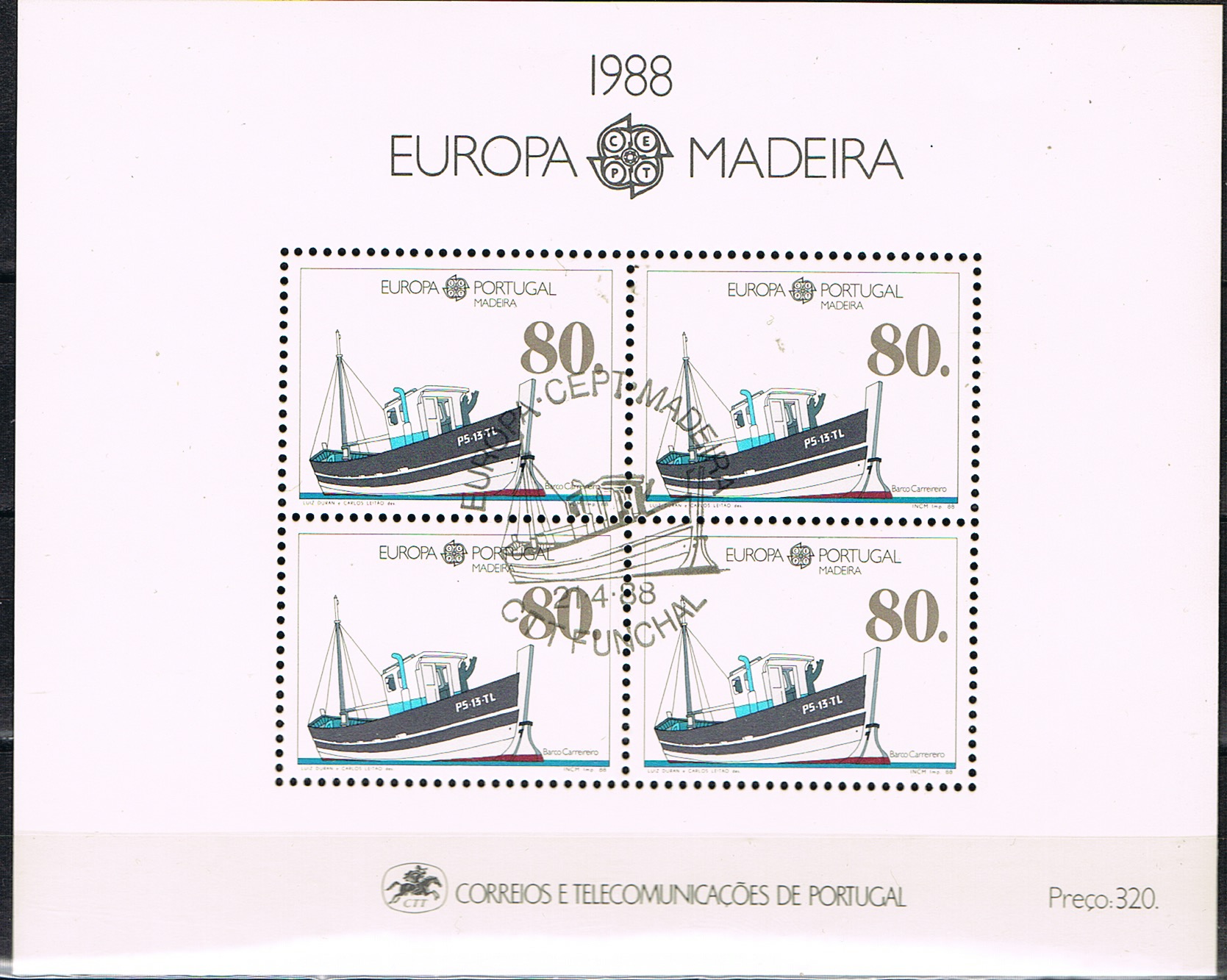 Portugal Madeira 1988 Mchl Blok 9 EUROPA  Postfris gestempeld ++ D(B) 214