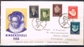 NEDERLAND 1956 FDC E28 OPEN KLEP