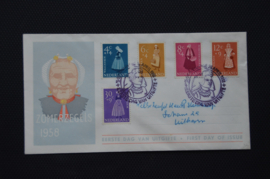 NEDERLAND 1958 FDC E34 GESLOTEN KLEP