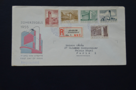 NEDERLAND 1955 FDC E21 GESLOTEN KLEP AANGETEKEND