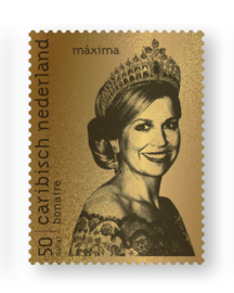 BONAIRE 2021 GOUDEN ZEGEL KONINGIN MAXIMA 50 JR