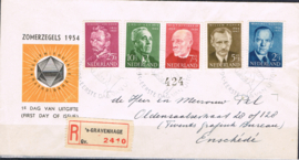 NEDERLAND 1954 FDC E16 GESLOTEN KLEP